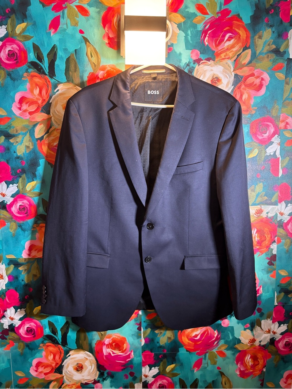 BOSS Men's Navy Blue Two-Button Suit Jacket